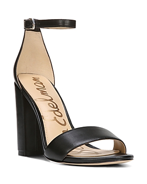 Sam Edelman Women's Yaro Ankle Strap Block Heel Sandals In Black Leather