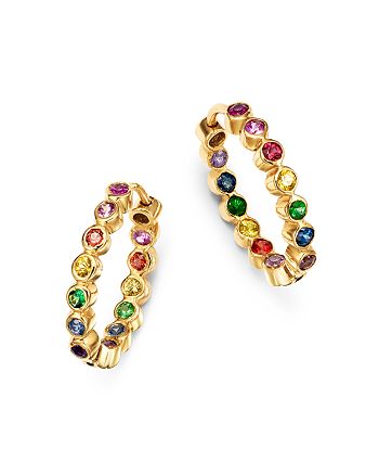 Shebee 14k Yellow Gold Sapphire Blue Topaz Amethyst Tsavorite