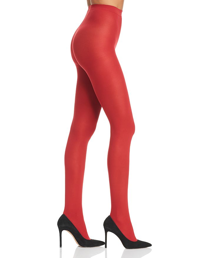 Hue Opaque Sheer To Waist Tights In Deep Red