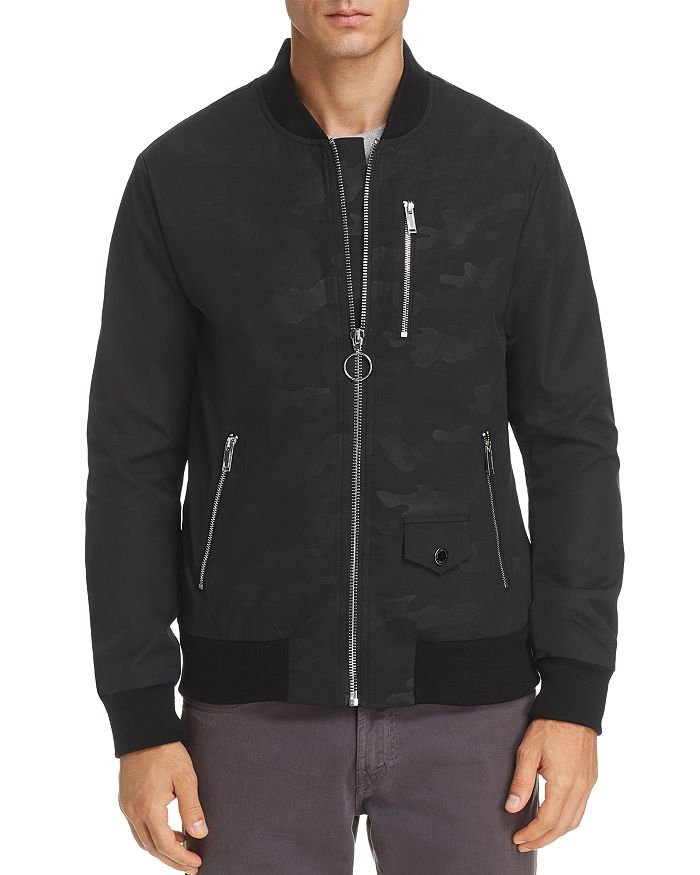 KARL LAGERFELD PARIS Tonal Camouflage Print Bomber Jacket | Bloomingdale's