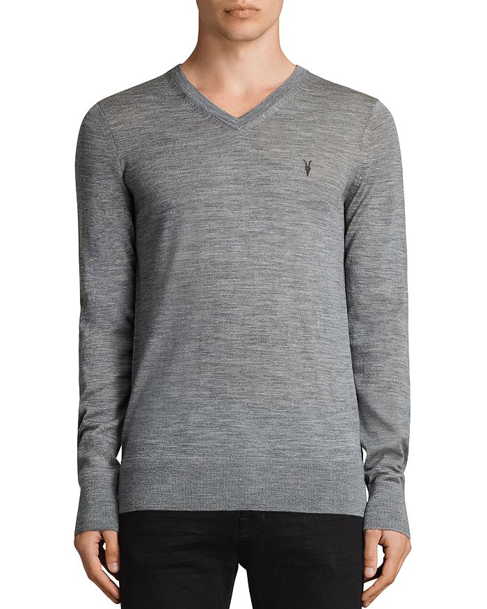 Allsaints Mode Merino V neck Sweater In Gray ModeSens