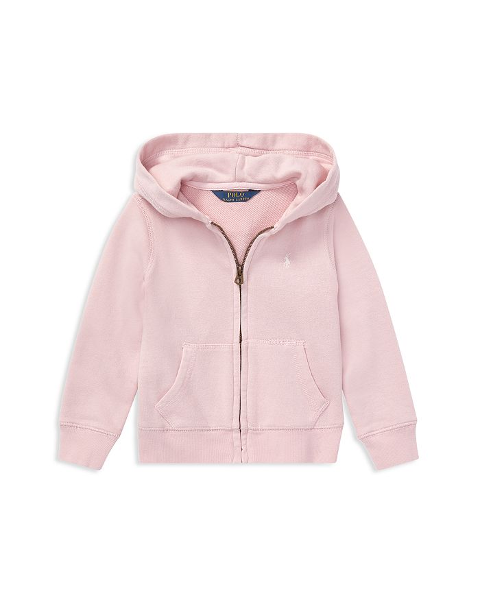 Shop Ralph Lauren Girls' French Terry Zip-up Hoodie - Little Kid In Hint Of Pink