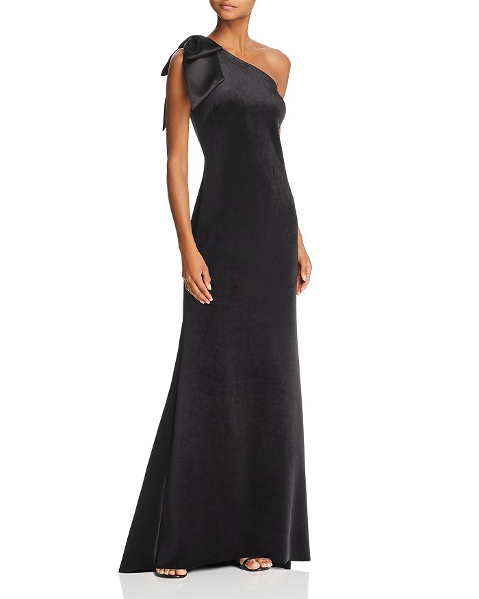 AQUA One Shoulder Velvet Gown 100 Exclusive Bloomingdale s
