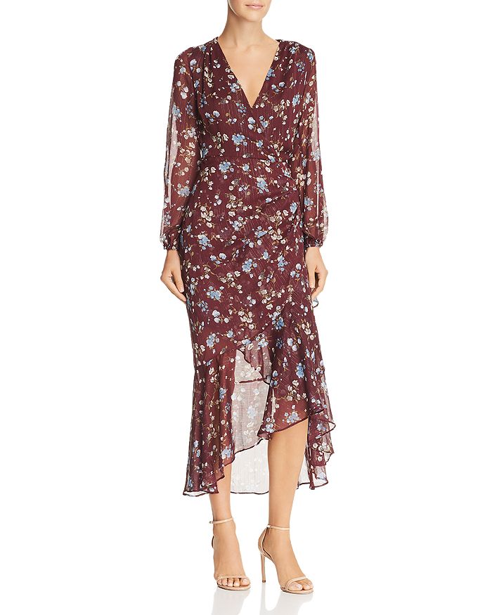 ASTR the Label Ruched Drawstring Floral Faux-Wrap Dress | Bloomingdale's