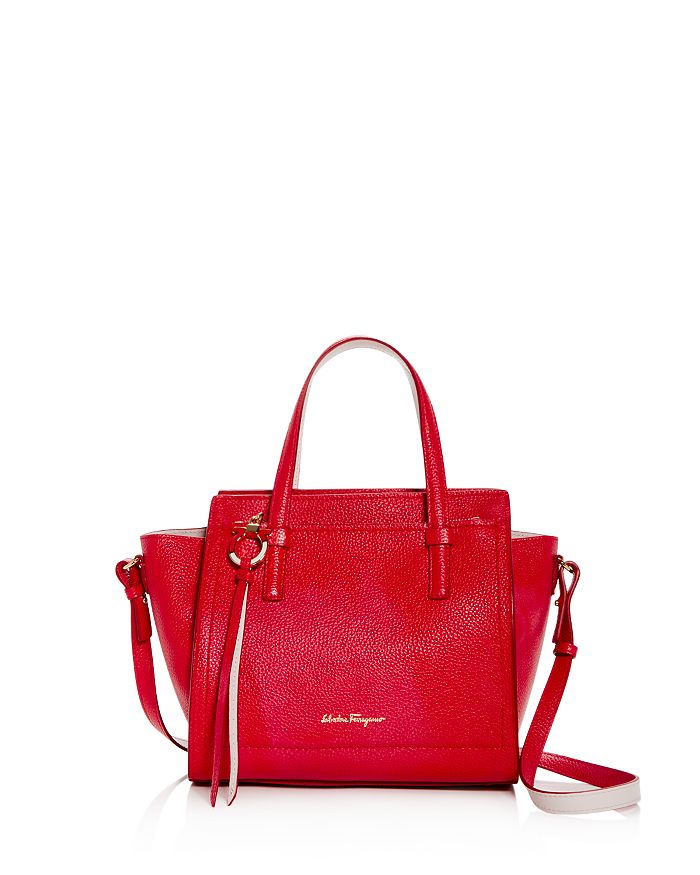 Ferragamo Amy Small Leather Crossbody In Flame Red/gold