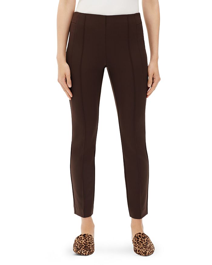 Lafayette 148 Acclaimed Stretch Slim Pintuck City Pants In Carob