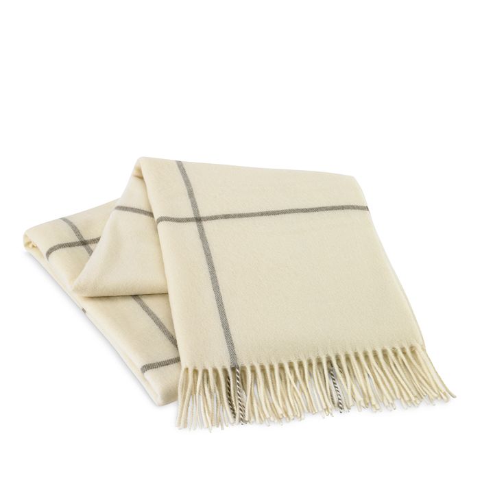 Lands Downunder Charm Lambswool Cashmere Throw In Ecru/taupe