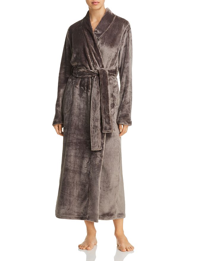 Shop Ugg Marlow Plush Long Robe In Charcoal