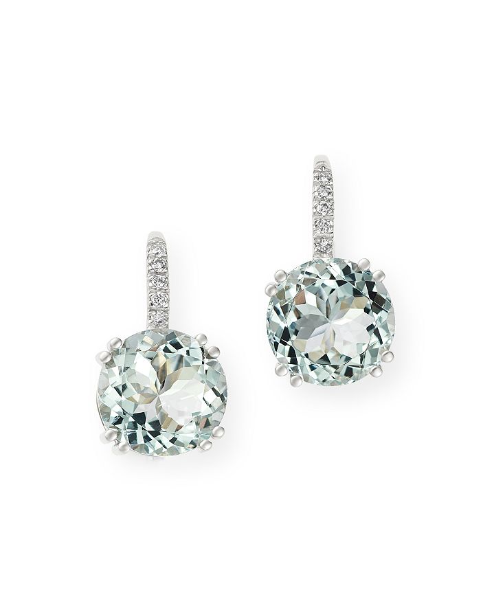Bloomingdale's Aquamarine & Diamond Drop Earrings In 14k White Gold - 100% Exclusive In Blue/white