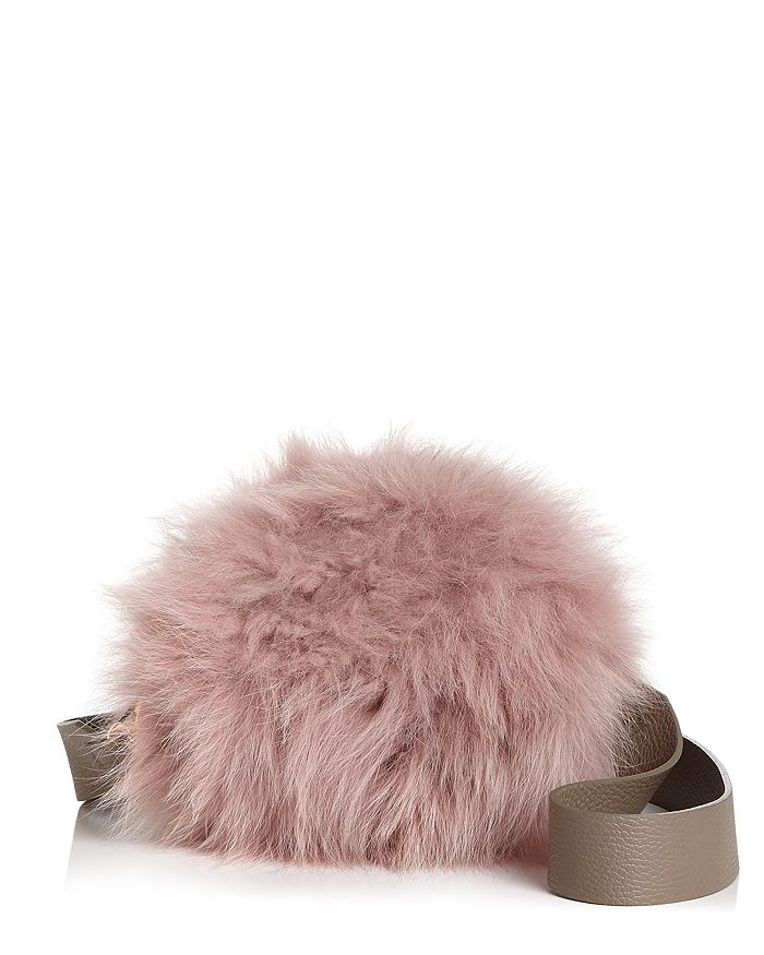 Arron Aaron Small Leather & Fur Circle Shoulder Bag In Pink/gold
