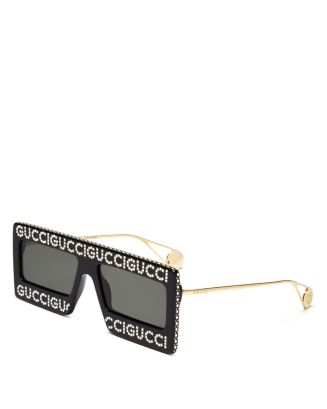 Embellished Charm Square Sunglasses in Black - Gucci