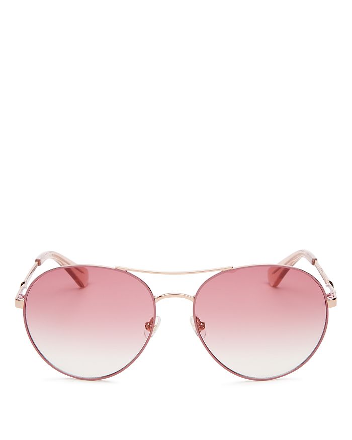 Kate Spade New York Women's Joshelle Mirrored Brow Bar Aviator Sunglasses, 60mm In Pink/pink