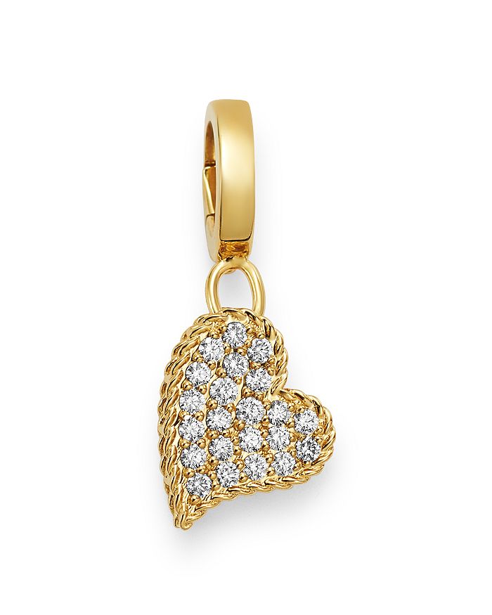 Roberto Coin 18k Yellow Gold Charm Set Diamond Heart Charm In White/gold