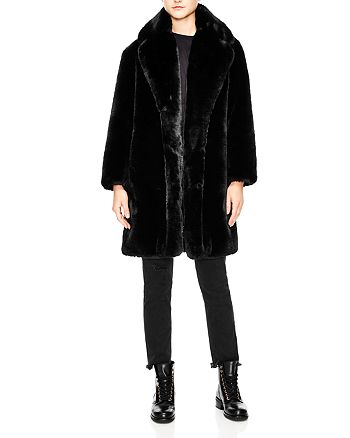 Sandro Ballote Faux-Fur Teddy Coat | Bloomingdale's