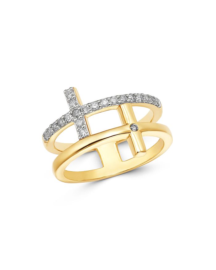 Bloomingdale's Diamond Double Cross Ring In 14k Yellow Gold, 0.30 Ct. T.w. - 100% Exclusive In White/gold