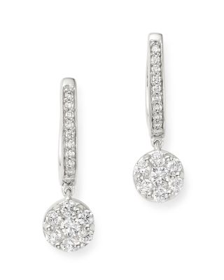 diamond cluster drop earrings