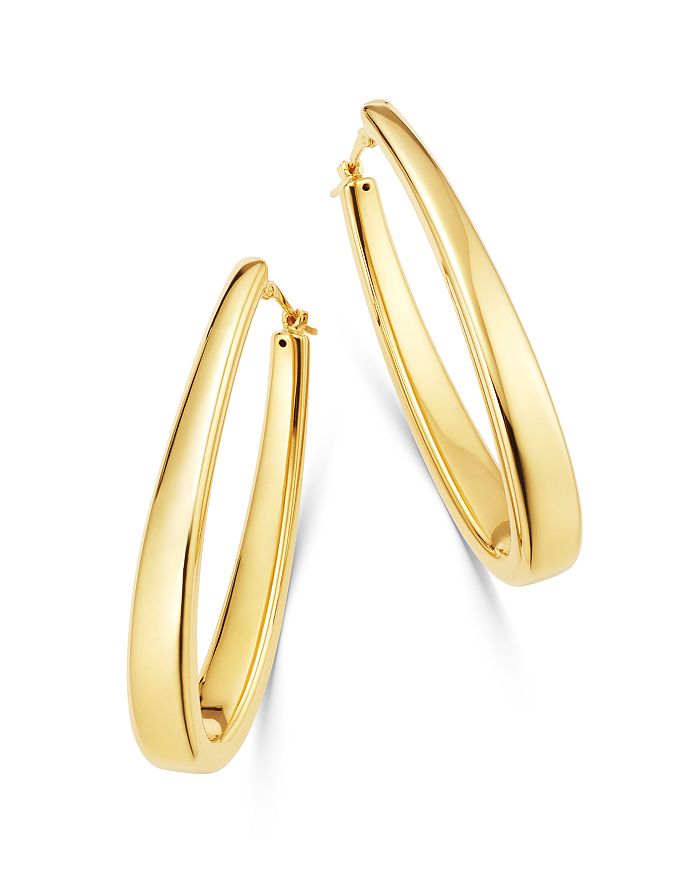 Gold oblong hoop sale earrings