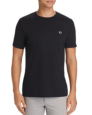 Fred Perry Mens Black Ringer Logo-embroidered Cotton-jersey T-shirt In Navy