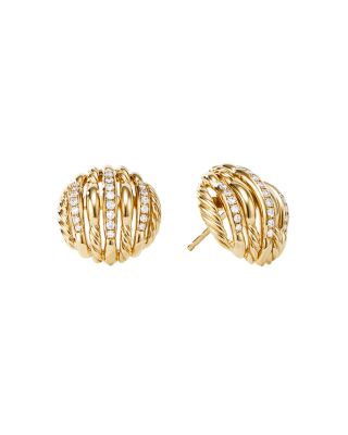 David Yurman - Tides Stud Earrings in 18K Yellow Gold with Diamonds