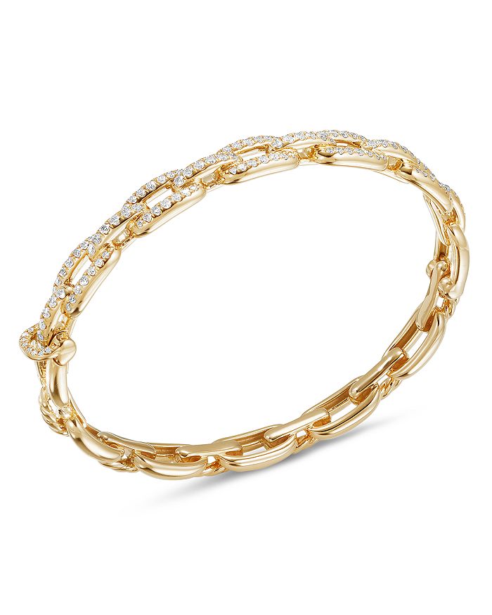 David Yurman Stax Chain Link Bracelet With Diamonds In 18k Yellow Gold In White/gold