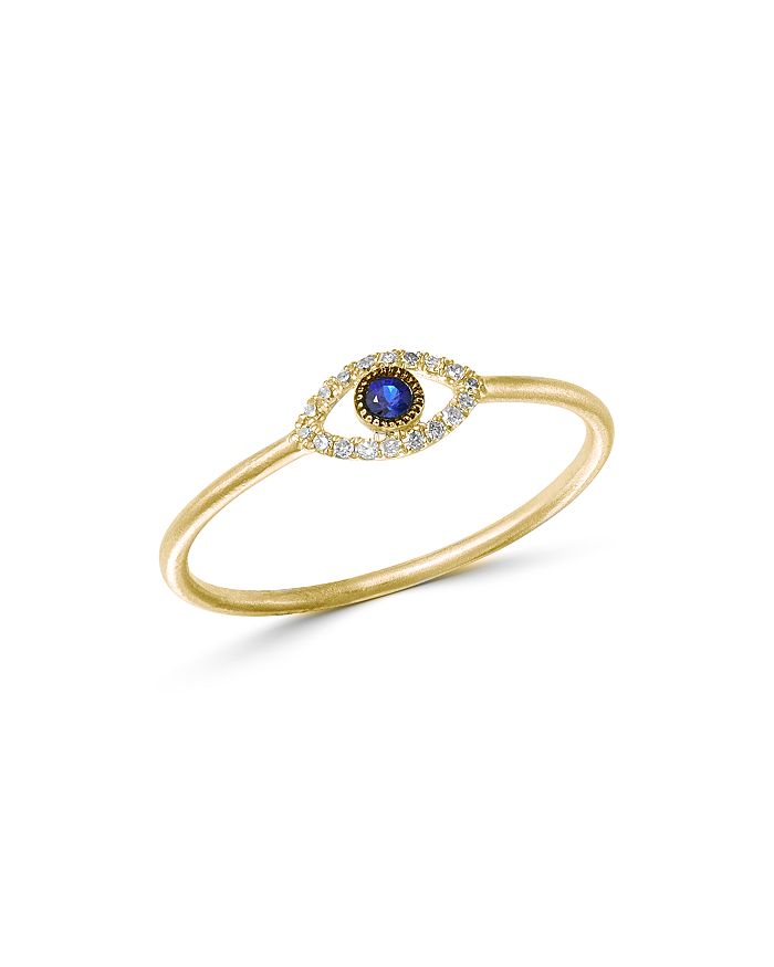Meira T 14k Yellow Gold Evil Eye Blue Sapphire & Diamond Ring In Blue/gold