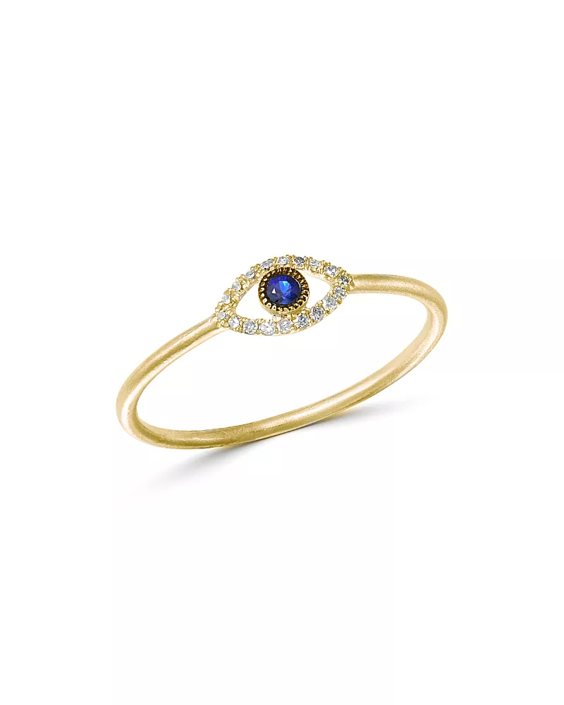 Meira T 14K Yellow Gold Evil Eye Blue Sapphire & Diamond Ring