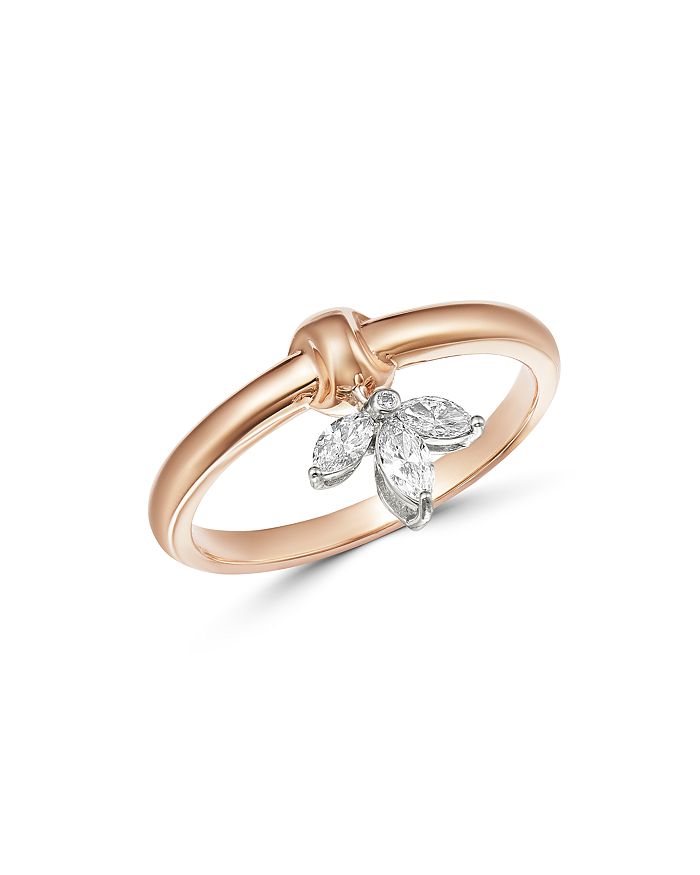 Bloomingdale's Diamond Marquise Charm Ring In 14k White And Rose Gold, 0.25 Ct. T.w. - 100% Exclusive In White/rose Gold