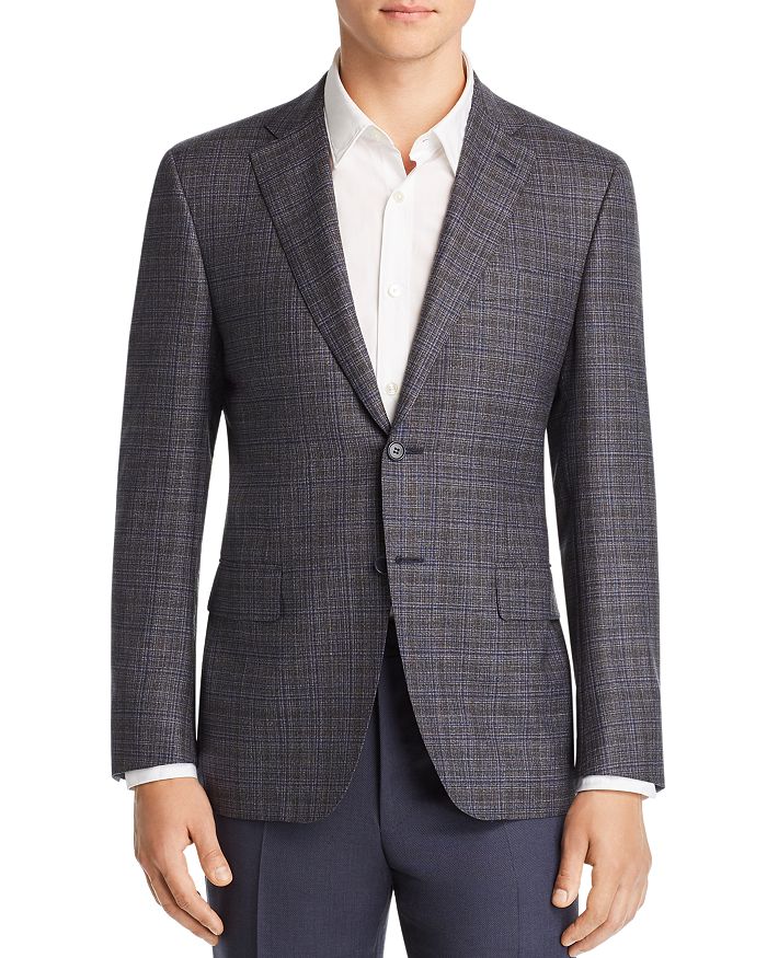 Canali Siena Melange Plaid Classic Fit Sport Coat In Charcoal/navy