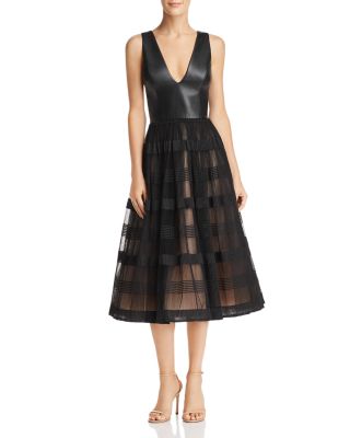Nha Khanh Faux-Leather & Tulle Dress | Bloomingdale's