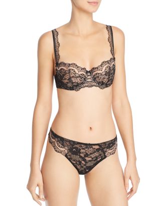 Aubade Women's Soleil Nocturne Plunge Bra - Lace & Tulle Bra With Push-Up Pads & Swarovski Detail