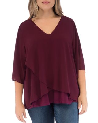 B Collection by Bobeau Curvy - Bria Mixed Media Overlay Top