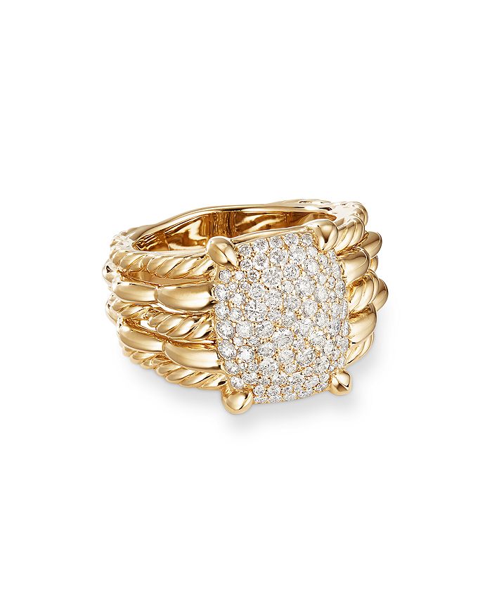 David Yurman Tides Statement Ring in 18K Yellow Gold with Pav
