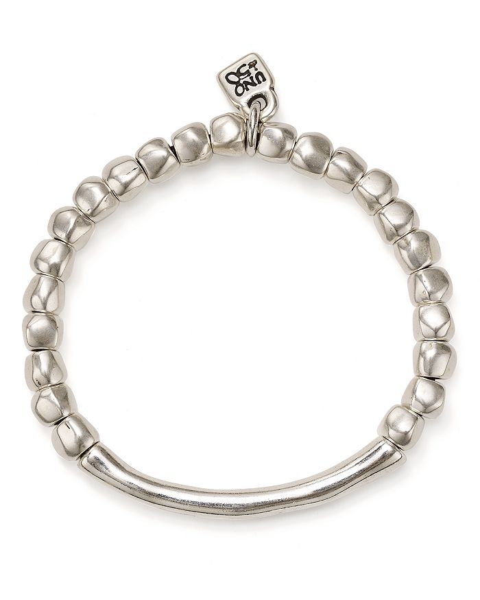Uno De 50 Journey Beaded Logo Charm Bracelet In Silver