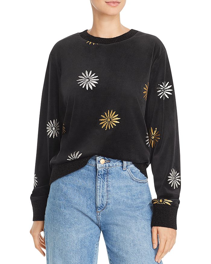 Splendid x Margherita Velluto Daisy Print Velour Sweatshirt