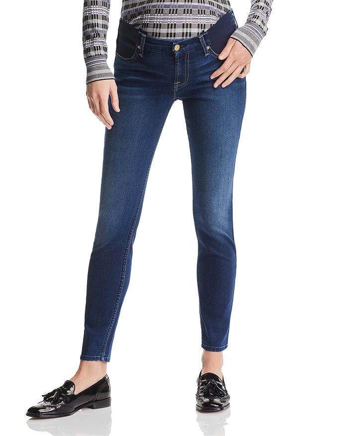7 For All Mankind Maternity Ankle Skinny Jeans In Medium Blue