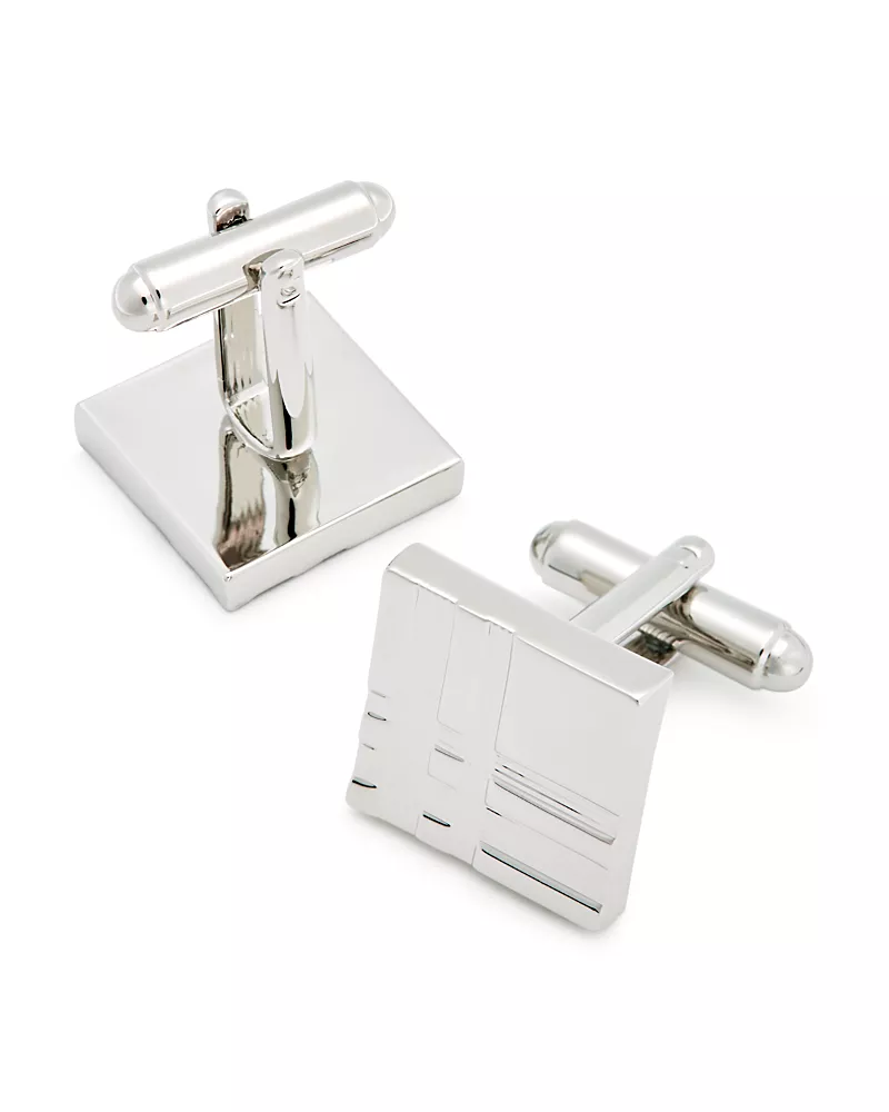 Link Up Engraved Plaid Square Cufflinks