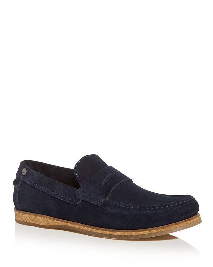 Penguin Men's Charles Suede Moc-toe Penny Loafers In Navy