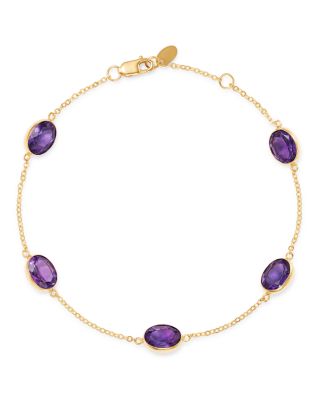 Bloomingdale's Fine Collection Amethyst Bezel Set Station Bracelet in 14K Yellow Gold - Exclusive