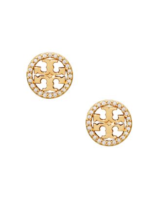 Tory Burch Crystal Circle Logo Stud Earrings | Bloomingdale's