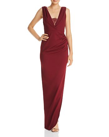 Katie May Lace-Inset Crepe Gown | Bloomingdale's