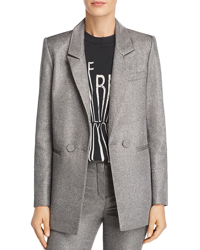 Anine Bing Ace Double Breasted Glitter Blazer Bloomingdale s