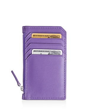 Shop Royce New York Leather Zipper Credit Card Case In Purple
