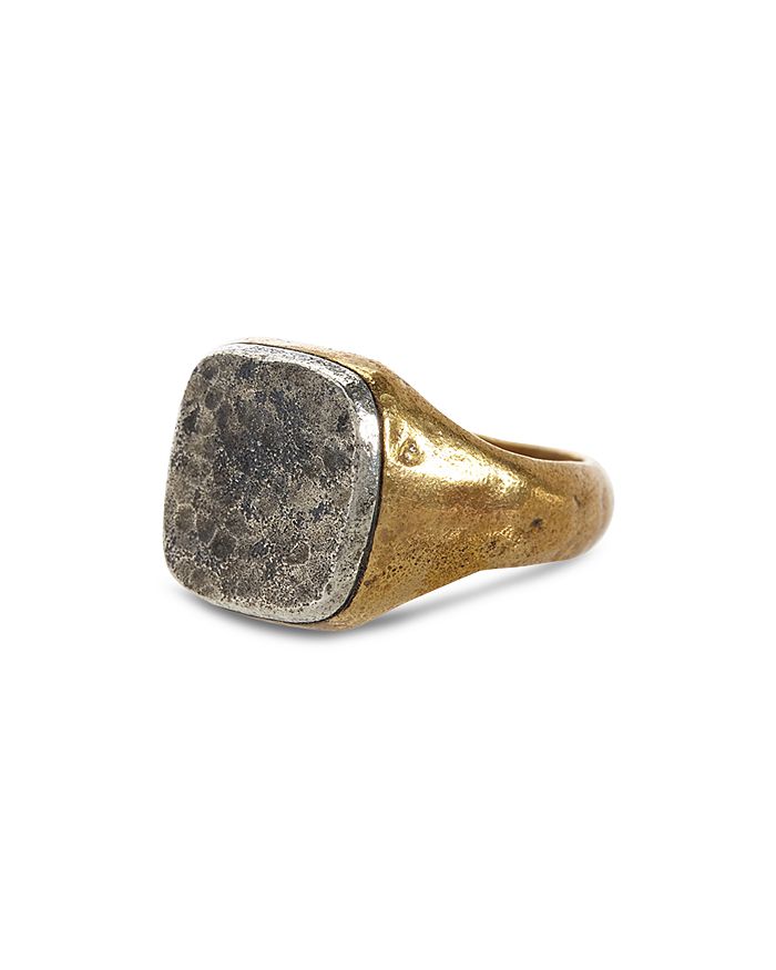 John Varvatos Sterling Silver & Brass Signet Ring In Silver/brass