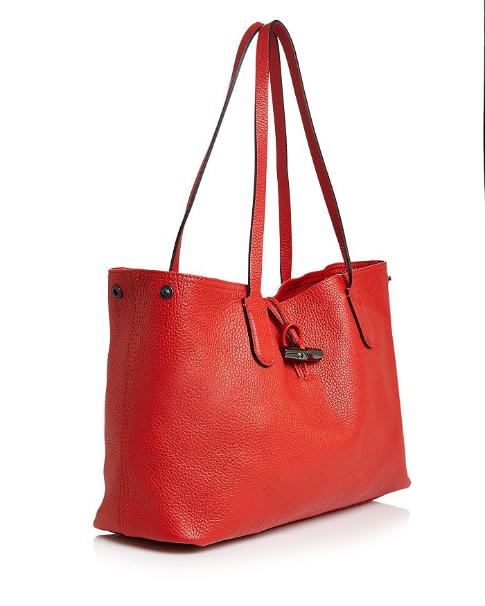 Longchamp Roseau Essential Medium Leather Shoulder Tote Bag In Red | ModeSens
