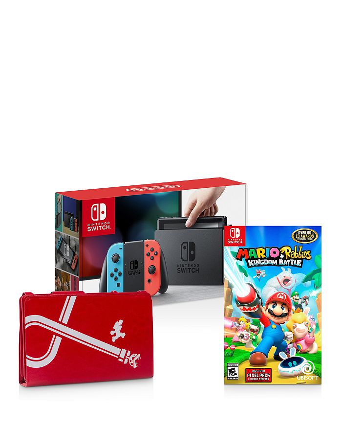 Nintendo Switch Bundle (10 items): 32GB Console Blue and Red Joy