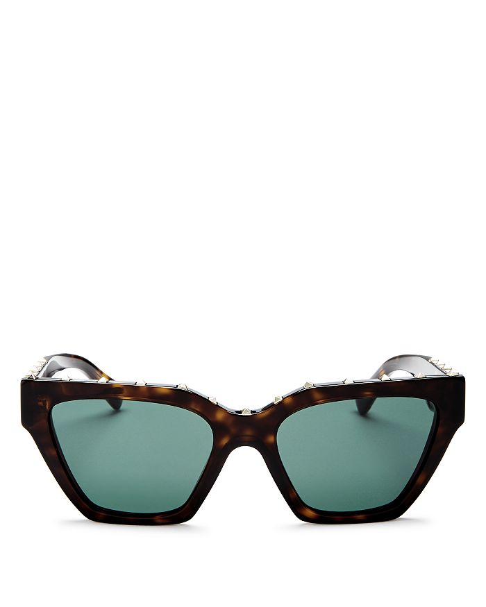 Valentino Women's Rockstud Cat Eye Sunglasses, 53mm In Havana/green