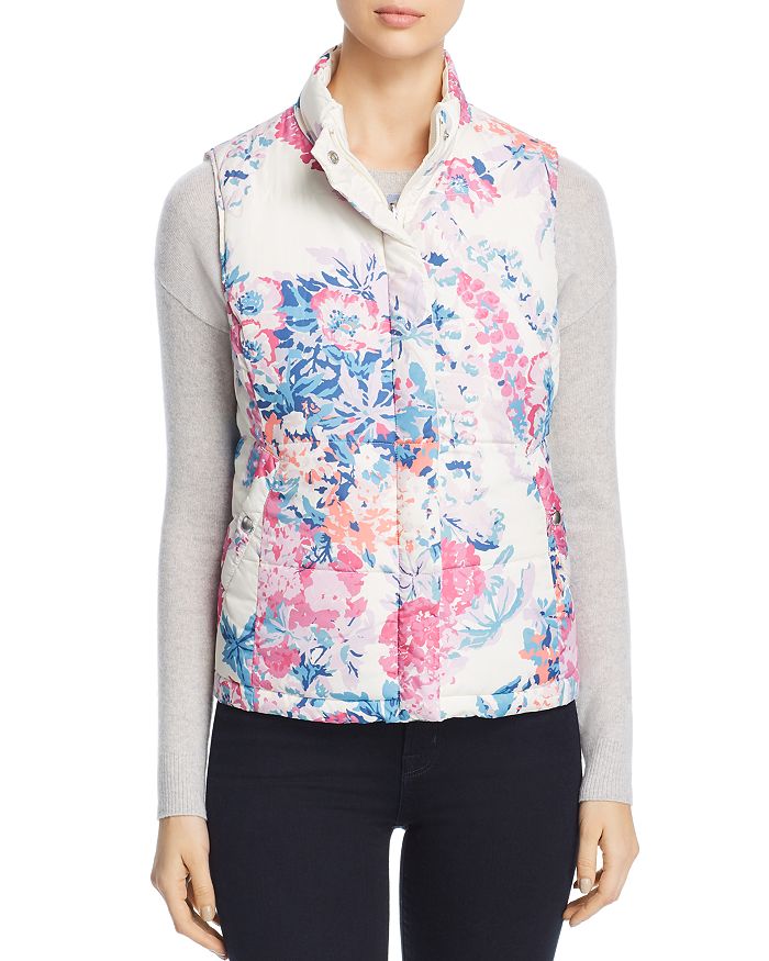 Joules Holbrook Floral Reversible Gilet In Cream Floral