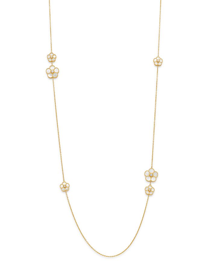 Roberto Coin 18k Yellow Gold Daisy Mother-of-pearl & Diamond Station Necklace, 31 - 100% Exclusive In White/gold