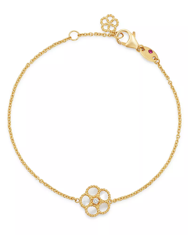 Roberto Coin 18K Yellow Gold Daisy Mother-of-Pearl & Diamond Chain Bracelet - Exclusive
