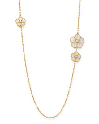 18K Yellow Gold Daisy Mother-of-Pearl &amp; Diamond Station Necklace, 31&amp;quot; - Exclusive